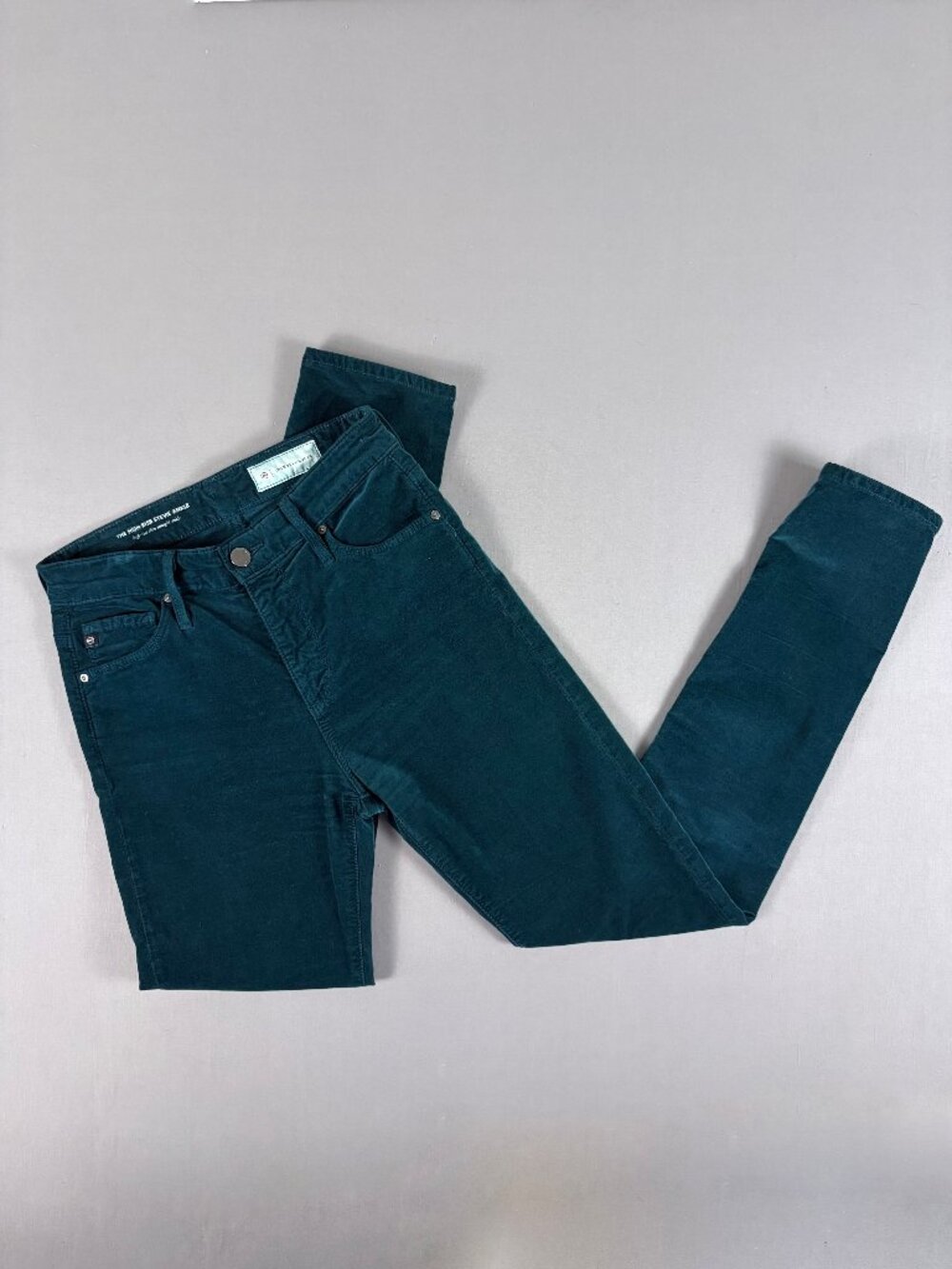 AG Adriano Goldschmied x Anthropologie Stevie Ankle Corduroy Pants Teal 25R